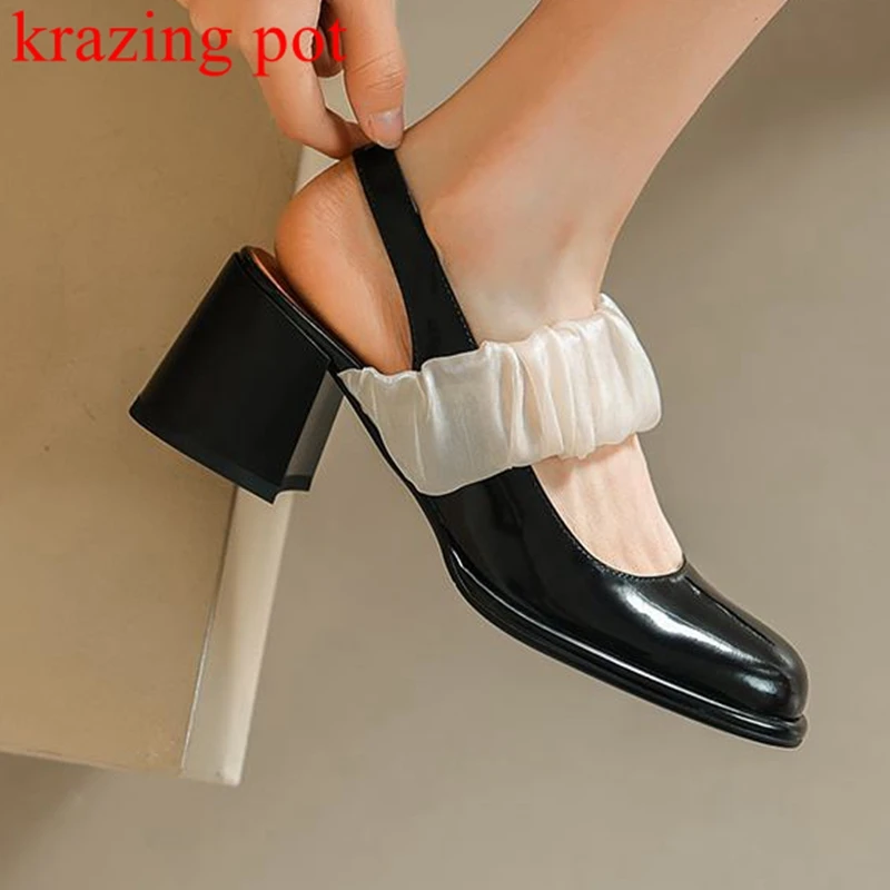 

Женские туфли-лодочки из натуральной кожи, с круглым носком, на толстом высоком каблуке