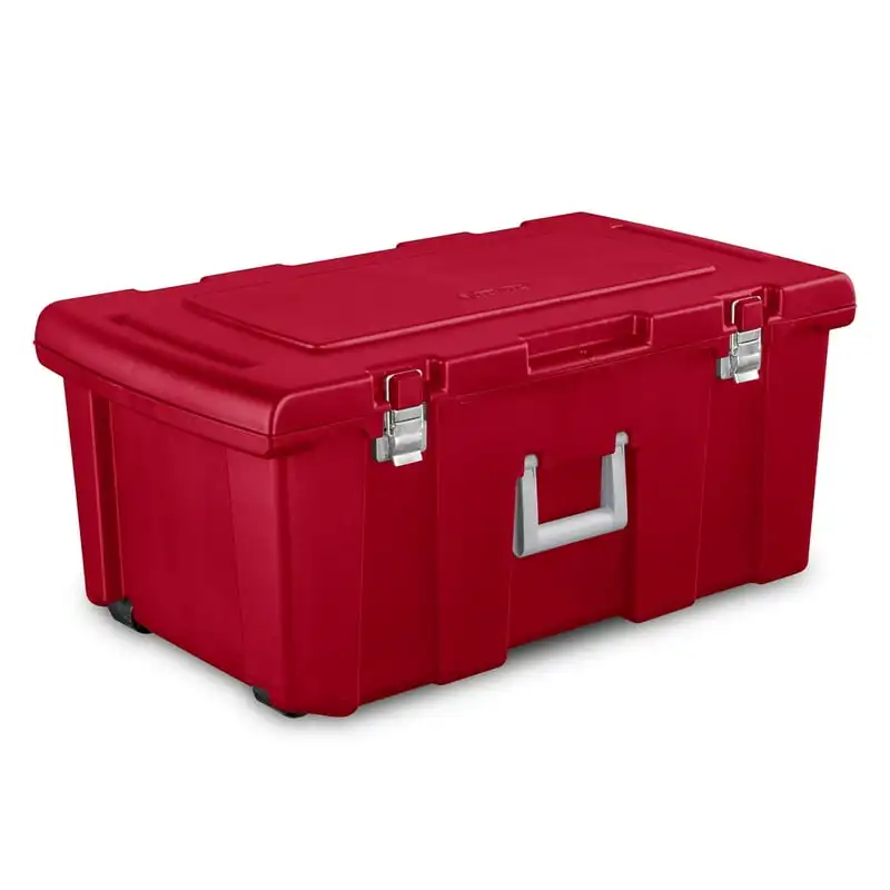 

Gal Lockable Footlocker Toolbox Container w/ Wheels, Infra Red