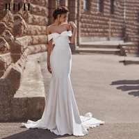 beach sweetheart soft stain wedding dresses off the shoulder mermaid bridal gowns open back long bride robes for women