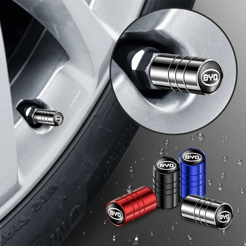 

4pcs Metal Wheel Tire Valve Caps Tyre Rim StemCovers Accessories for BYD F3 I3 F0 F6 S6 S8 E5 E6 G3 G6 L3 S7 M6 T3 Tang Song Qin