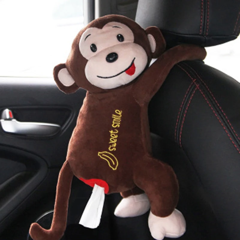 

1PC Creative Monkey Tissue Drawer Box Car Supplies Hanging Portable Cartoon Monkey Tissue Box for Auto Supplies Car Accessories