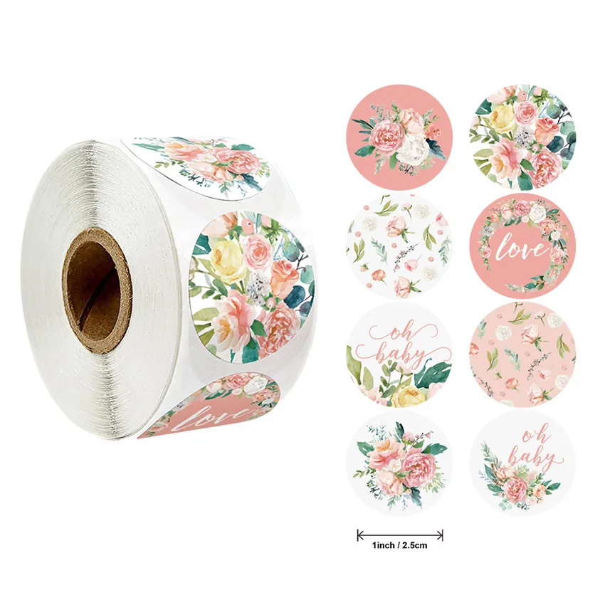 

Round Flower Thank You Stickers Seal Labels Scrapbooking diary Sticker Handmade Wedding Gift packaging Decor Sticker Stationery