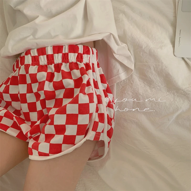 High Waist Slim Tights Sexy Stretch Checkerboard Plaid Short Summer Fashion Women Hot Pants Exercise Jogging Fitness Swag Casual