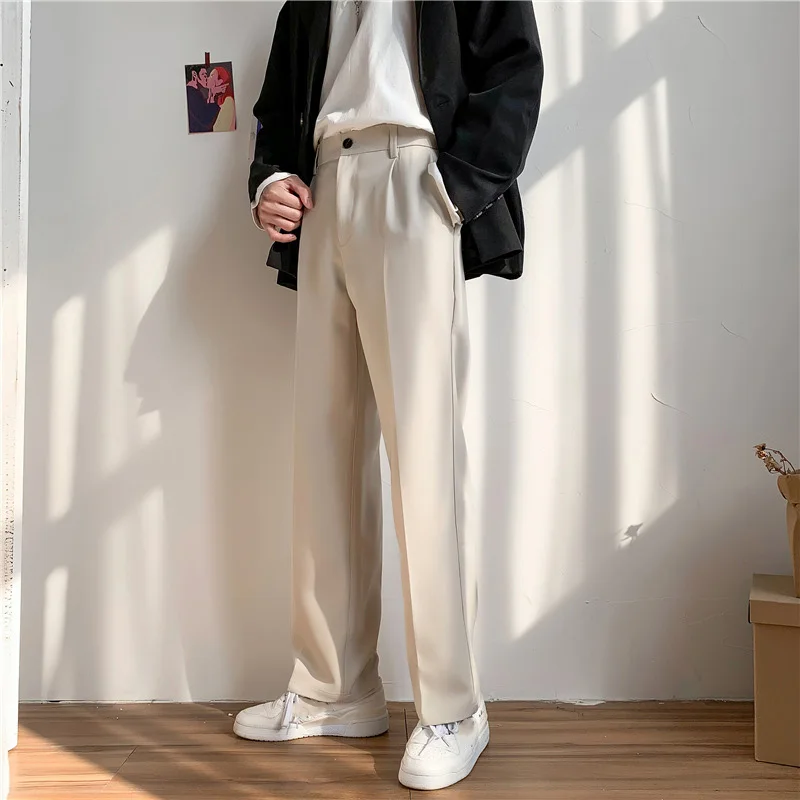 

Men's Suit Pants Korean Straight Tube Wide Leg Pants Spring Summer Solid Simple Loose Trousers Casual Male Clothing Oversized