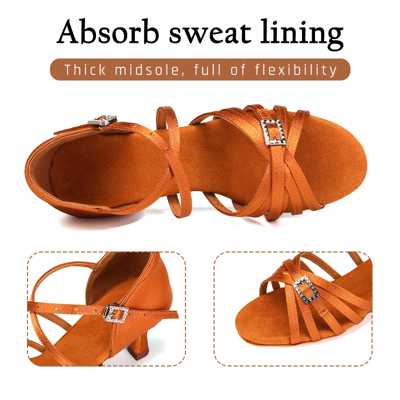 New Ballroom Latin Dance Shoes for Women/Girls/Ladies Tango&Salsa High Heeled Indoor Satin/Silk 5/7.5/8.5cm Professional