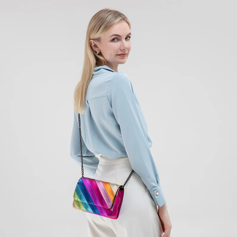 KURT GEIGER LONDON Модельер Женские сумки Радужный лоскутный цвет Сумка через плечо на с