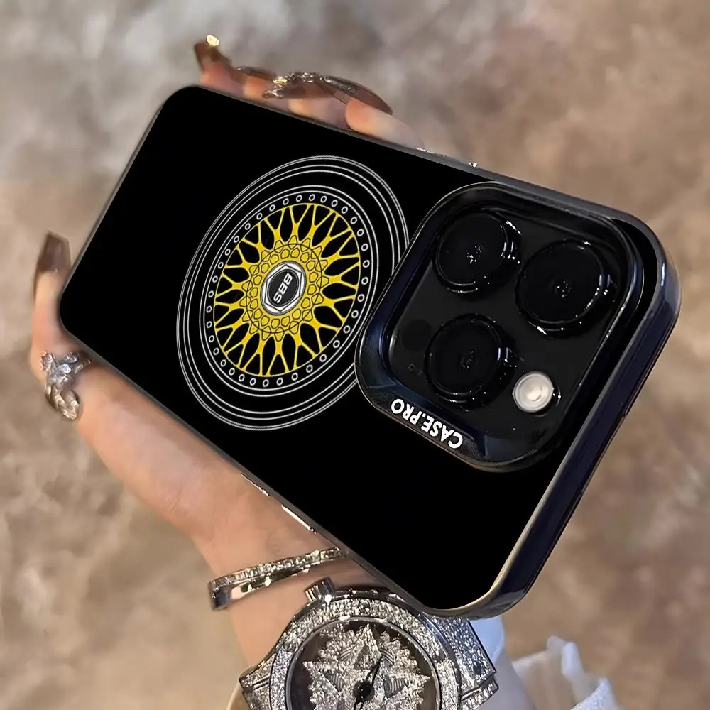 BBS Car Rim Wheel Hub Phone Case Colored Silver Trendy For IPhone 16 15 14 13 12 Pro Max 11 2024 Fashion Couple