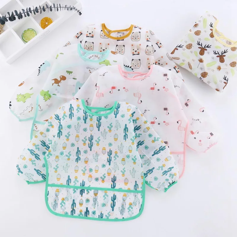 

Newest Arrival Baby Kids Toddler Long Sleeve Waterproof Art Smock Feeding Bib Apron Pocket Size 100