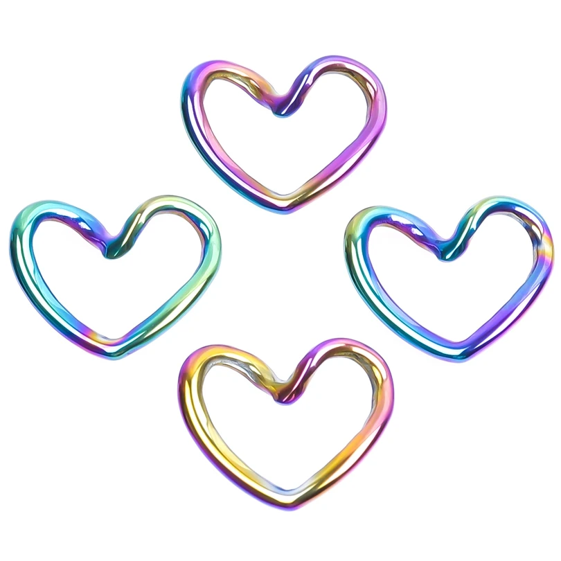 3pcs/Lot Fashion Stainless Steel Engraving Ellipse Heart Rhombus Geometric Square Pendant Rainbow Color Charms For DIY Jewelry