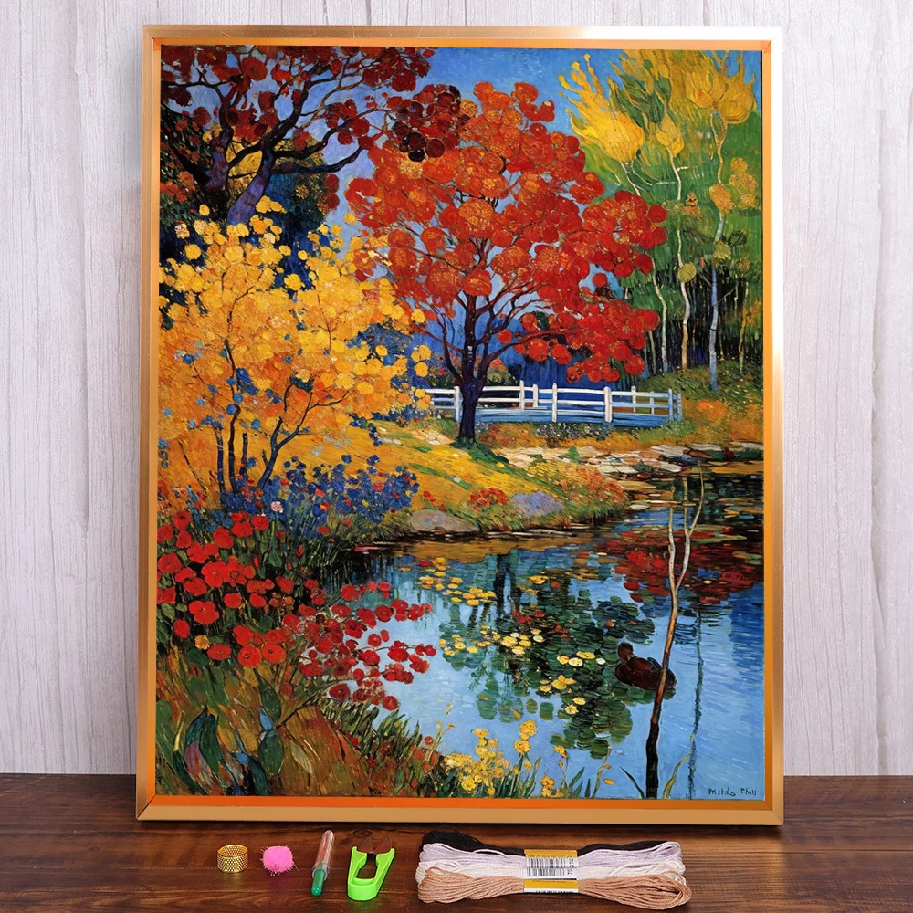 Фэнтезийный пейзаж с принтом полный комплект для вышивки крестом рукоделие