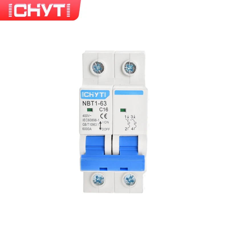 CHYT Бесплатная доставка NBT1-63 AC MCB 1P 2P 3P 4P 230/400V 63 a 6KA Тип C бытовой выключатель воздуха
