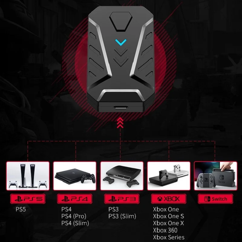 

Gamepad Controller Converter Keyboard RGB Mouse Adapter for PS4 PS5 Xbox One Nintend Switch Emulator Support Shooting FPS Games