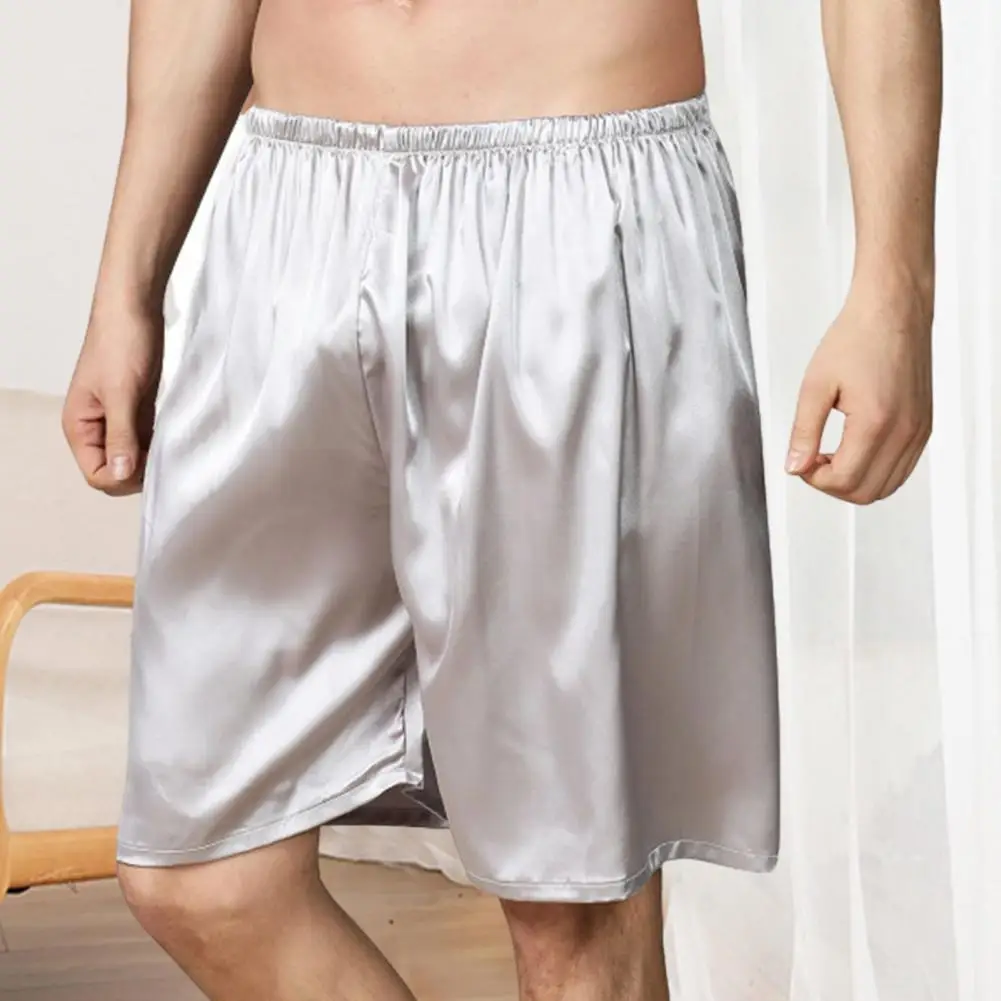 

Men Shorts Smooth Bottoms Home Wear Mid Waist Knee Length Sleeping Shorts Sleeping Shorts for Daily Wear