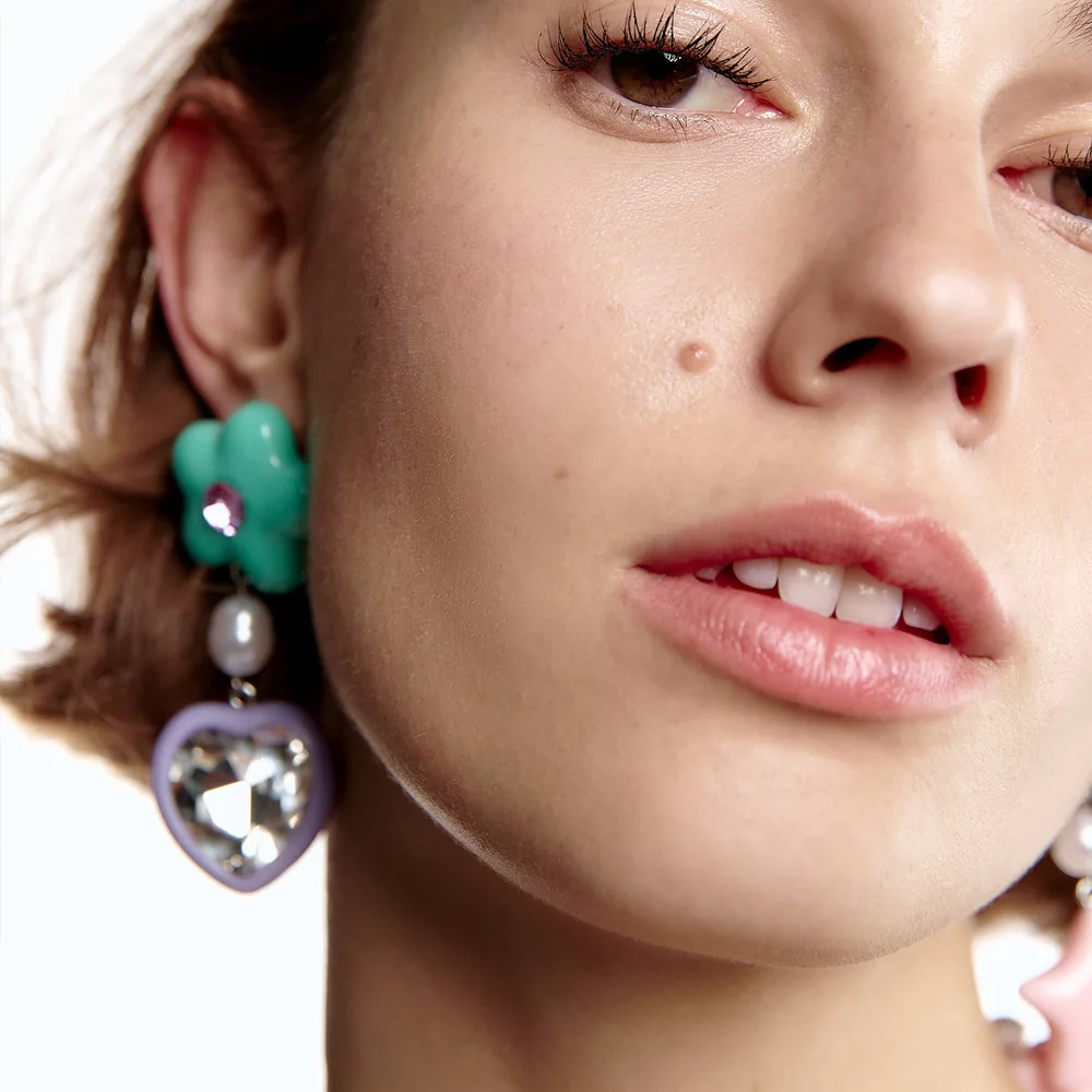

2022 Za Acrylic Flower Earrings for Women Temperament Crystal Star Heart Dangle Drop Earrings Wholesale Jewelry