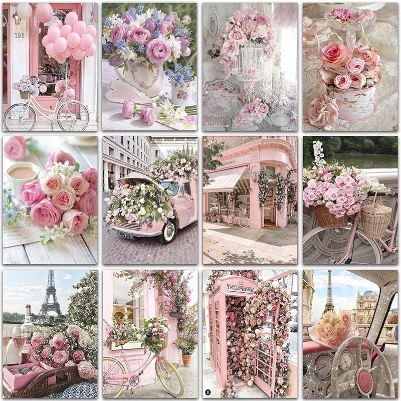 

5d pintura diamante recém chegados flor bicicleta diamante bordado ponto cruz cenário strass mosaico completo decoração da sua