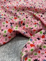 stretch crepe de chine silk fabric pink small floral mulberry silk shirt dress handmade diy cloth for sewing by the meter