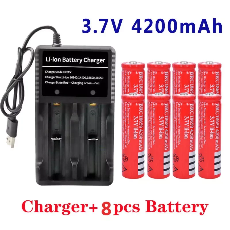 

NEW 100% new original 18650 Rechargable Battery 18650 4200 mAh 3.7 V Battery for LED Lantern torch+USB Charger