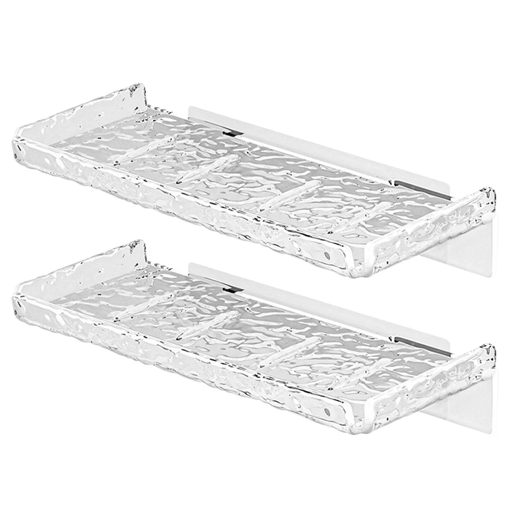 

2 Pcs Wall Mounted Organizer Bathroom Holder Clear Makeup Daily Use Kitchen Seasoning Rack Storage Shelf The Pet Brackets