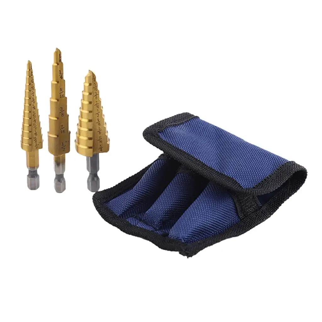 

3 Titanium Step Drill Bit Set High Speed ​​Metal Steel Drill Double Sided,