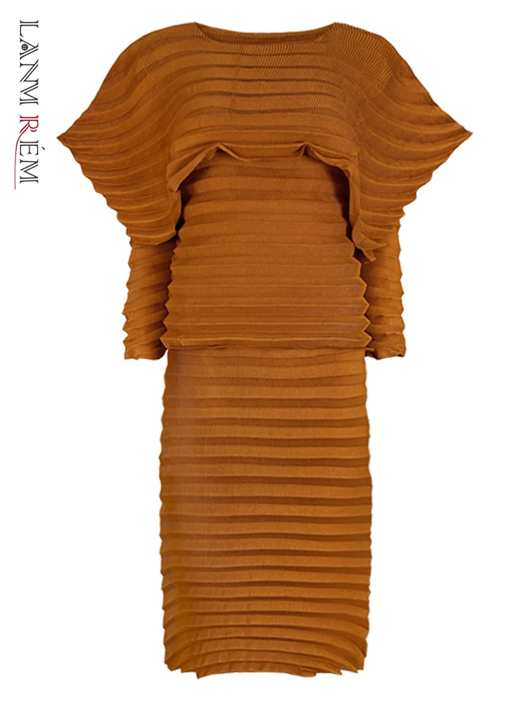 

LANMREM Round Neck Pleated T-shirt For Women Long Sleeve Solid Tops Office Lady Clothes Fashion 2022 Autumn Summer 2N159