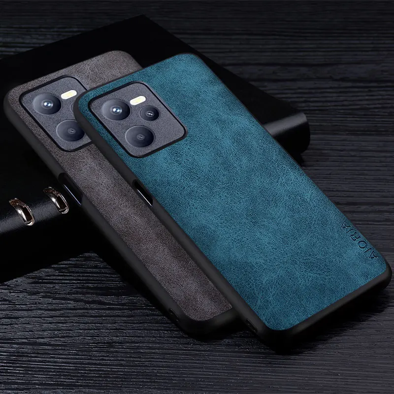 

Premium PU Leather Case for Oppo Realme C35 C31 C30 Scratch-Resistant Solid Color Cover for Oppo Realme Narzo 50A Prime Case