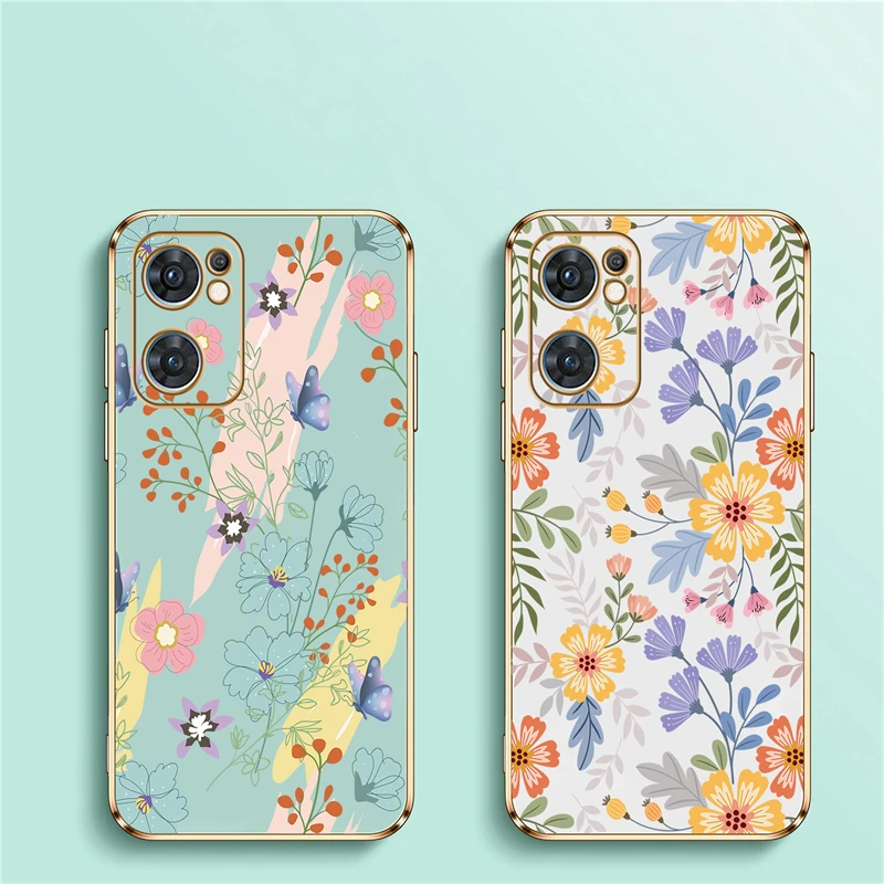 Чехол-накладка с рисунком цветов для OPPO Find X5 Lite X3 X2 NEO F11 F5 F7 F9 F17 Pro F15 F19 F23 F21 F1S