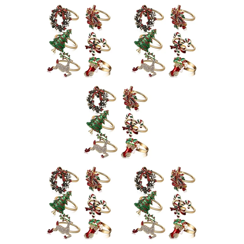 

30 шт., новогодние кольца для салфеток