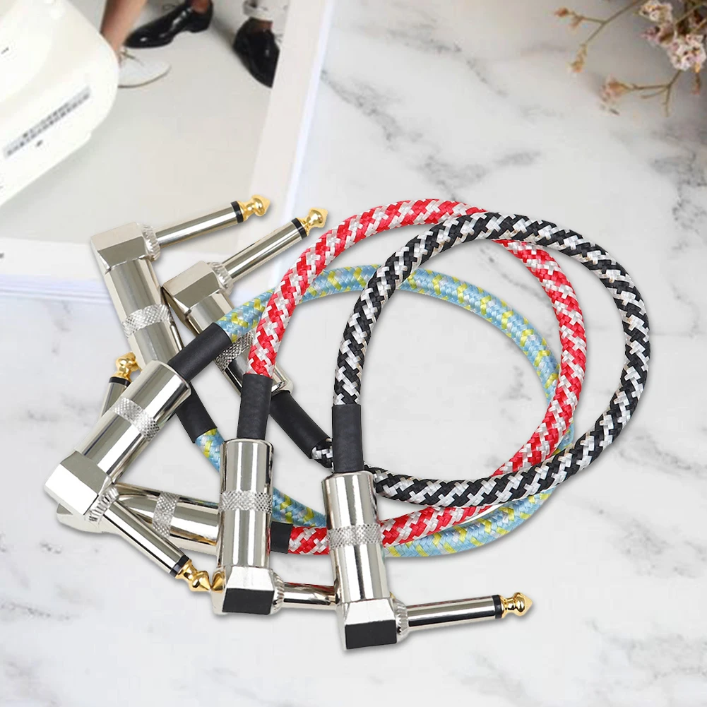 

3pcs Nylon Braided Audio Cables 6.5 To 6.5 Jack Guitar Effects Pedal Cable Color Random for Electric Guitar Bass