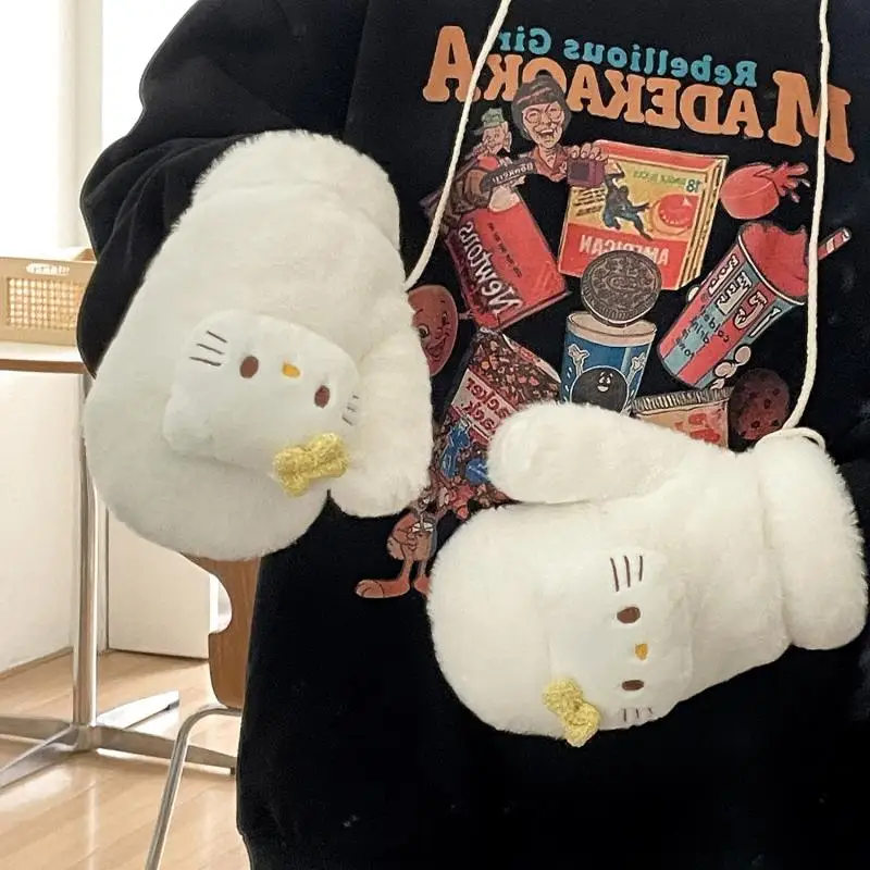 

Kawaii Sanrio Anime Glove Cute Hello Kitty Autumn Winter Fashion Plush Thickening Versatile Cold Prevention Mitten Girls Gifts