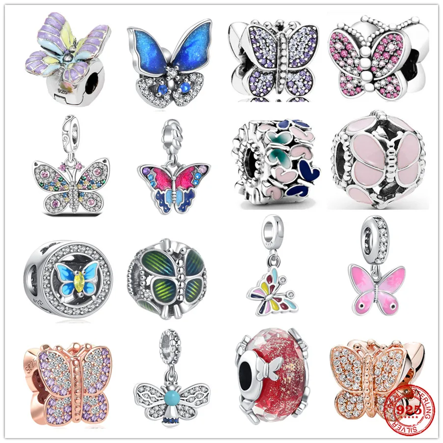 Бусина-Шарм бабочки из серебра 925 пробы |