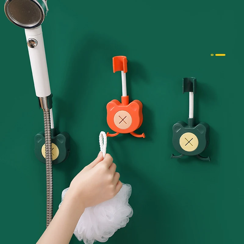 

360° Shower Head Holder Adjustable Self-Adhesive Showerhead Bracket Wall Mount With Hooks Stand Bathroom Universal Household