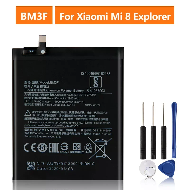 

NEW2022 Replacement Battery For Xiaomi 8 MI8 M8 Pro Transparent Exploration Edition BM3F Rechargeable Phone Battery 3000mAh