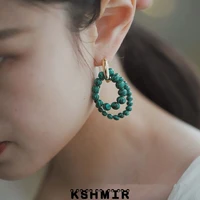 2022 new green earrings hand made ins temperament high sense of french vintage earrings designed for women