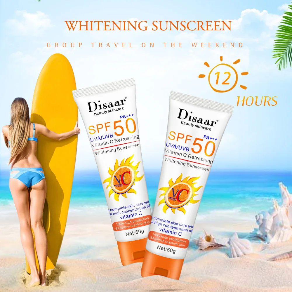 

12PCS/Lot Disaar Face Sunscreen SPF50 Whitening Sunscreen Vitamin C Refreshing Sun Cream Sunblock Skin Protective Cream
