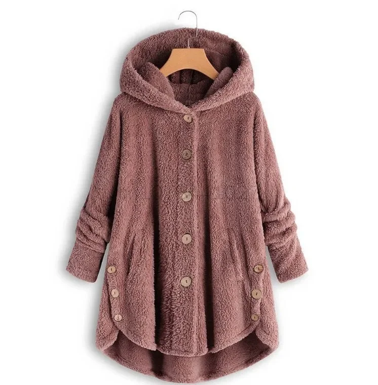 Women Autumn Winter Coat Warm Teddy Bear Wool Jacket Female Plush Hooded New Women's Coats Solid Color