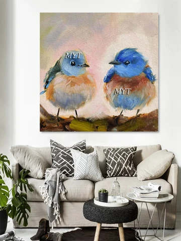 Картина MYT Style Home Decoration Абстрактная маленькие синие птицы