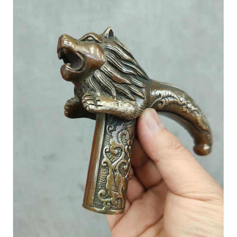 

Chinese Old Bronze Hand Carved tiger statues Antique Cane Walking Stick Head