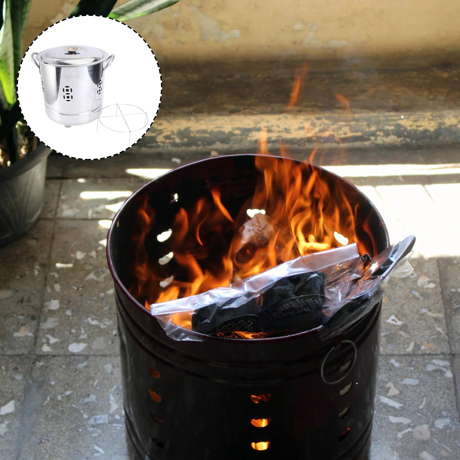 

Incineratorfire Burn Pit Burning Bonfire Can Cage Trash Bucket Steel Stainless Stove Outdoor Camping Bin Garden Fireplace Bowl