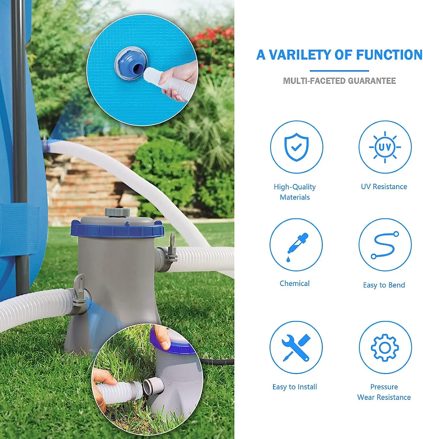 

1,25 дюйма диаметром x 59 дюймов длинная запасная деталь для замены насоса шланга фильтра насоса шланг в комплекте с металлическими зажимами аксессуар