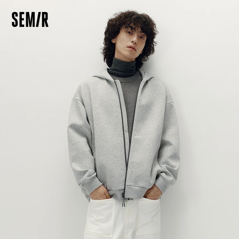 Фото Мужская куртка Semir: вязаная, с капюшоном, из мягкого хлопка, осенняя, свободного кроя, базовая, повседневная, в стиле унисекс, легкая верхняя одежда, универсальный топ на каждый день №3