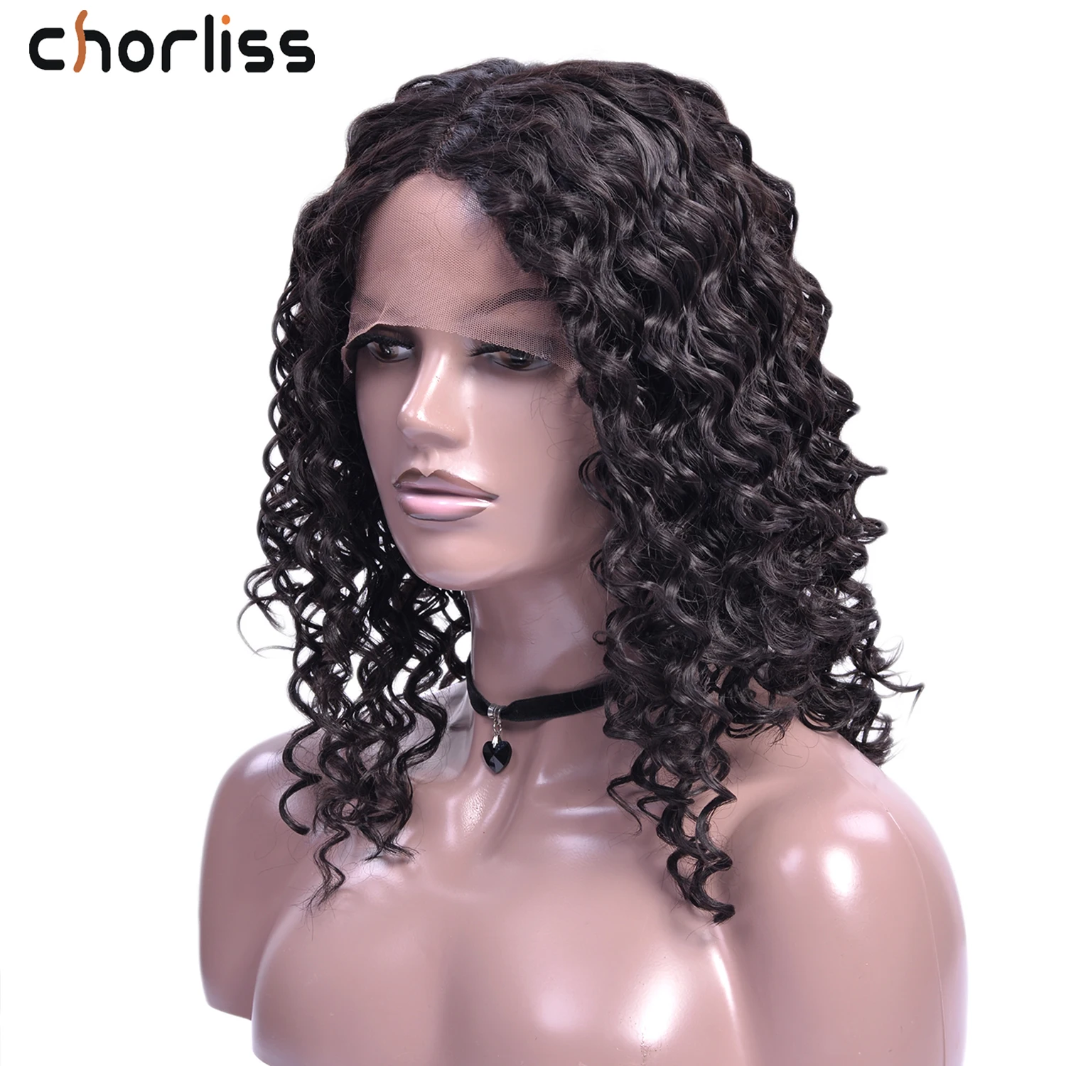 

Synthetic Lace Front Wigs Water Wave Curly Hair Wigs Full Machine Made Wigs for Women Short Remy Fringe Wig 14 16'' Ombre Black