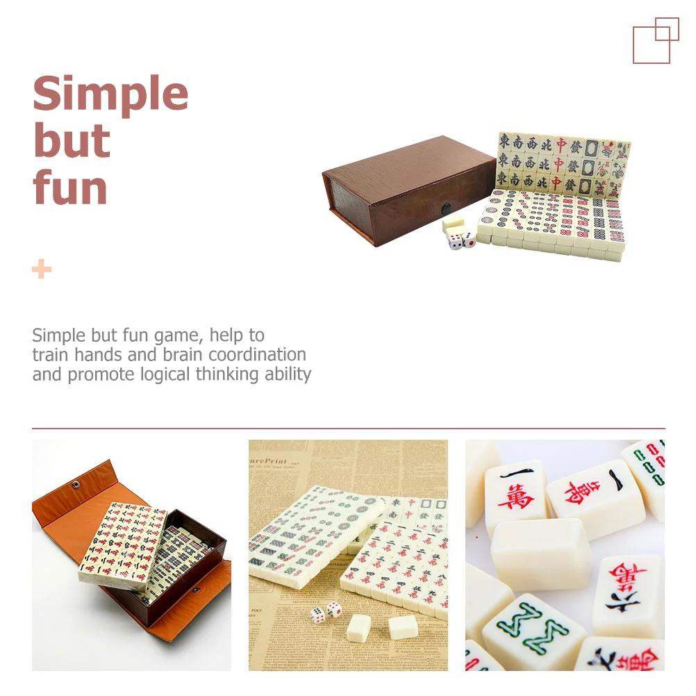 Mahjong Game Set Chinese Mah Mini Jongg Majiang Portable Traditional Sets Tiles Travel Board Jong Classic Kit Tile Games |