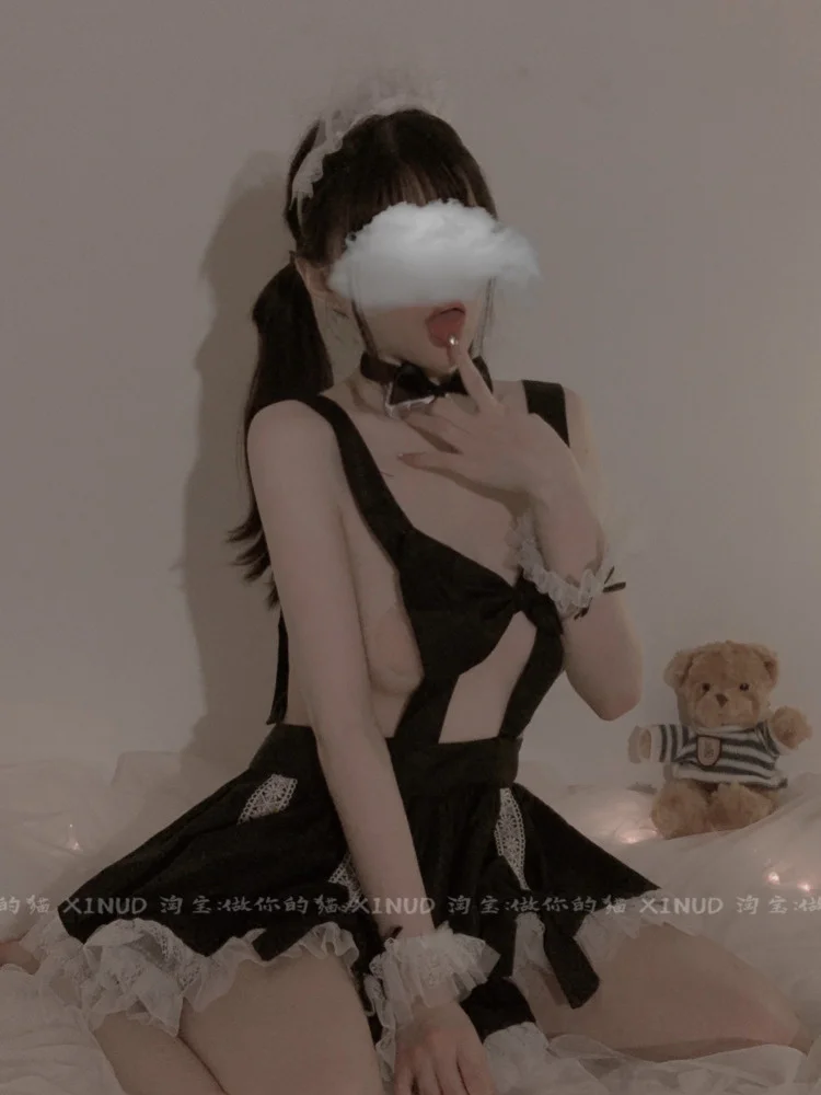 

Sexy WOMENGAGA Korean Hot Women Tops Exotic Mini Tank Dress Girl Lolita JK Backless Maid Uniform 2022 Bow Fashion Tops HBV3