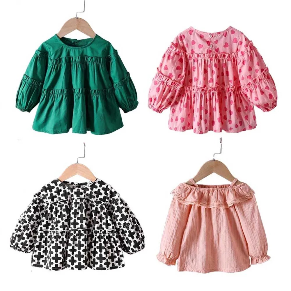 

Детская хлопковая блузка с длинным рукавом, на возраст от 1 до 6 лет