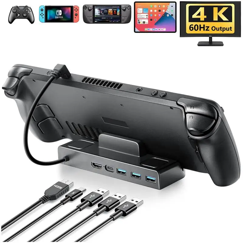 

Tv Base Stand Hub Holder Usb C To Rj45 Ethernet 6 In 1 For Steam Deck Tv/display Connection 4k -compatible Docking Station