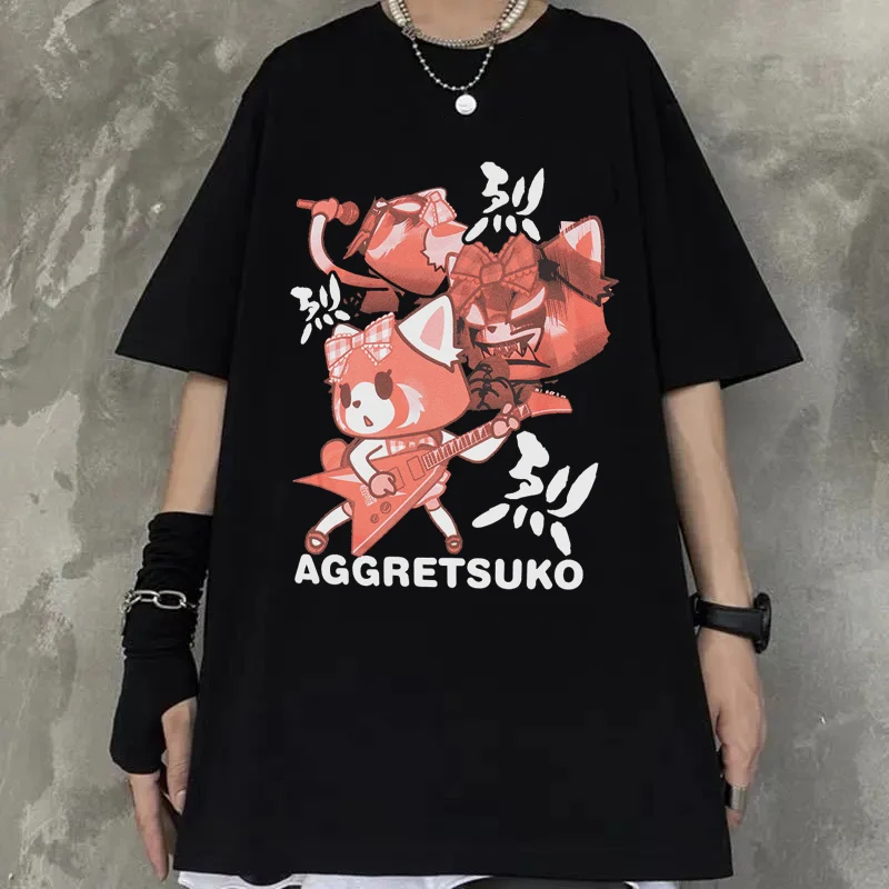 

2022 Summer Women T-shirt Manga Aggretsuko Short Sleeve T-shirt Female Harajuku Punk Fashion Loose Casual Y2k Clothes Tops