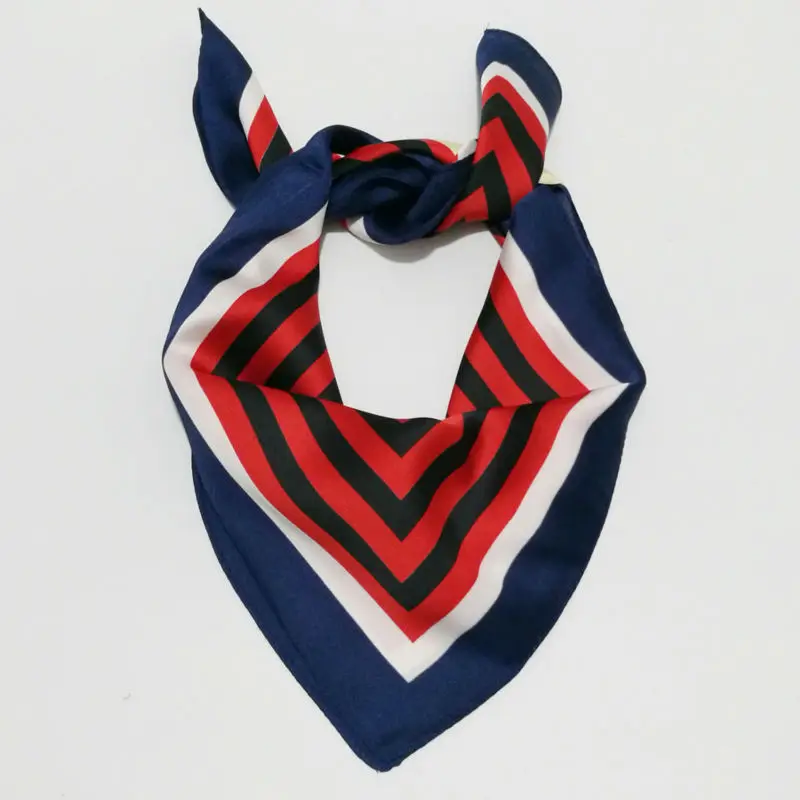 100% Natural Silk Neckerchief Fashion Women Colorful Rainbow Striped Work Dress Stewardess Scarf | Handkerchiefs