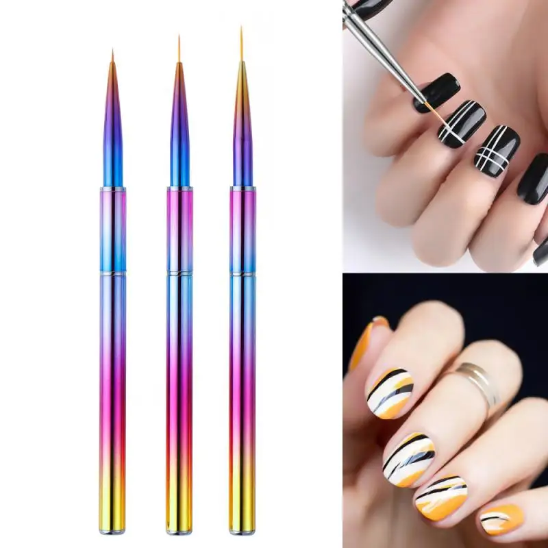 

3pcs Set French Stripes Liner Brush Nail Drawing Pen Uv Gel Polish Brush Manicure Pen Diy Nails Nail Art Brushes