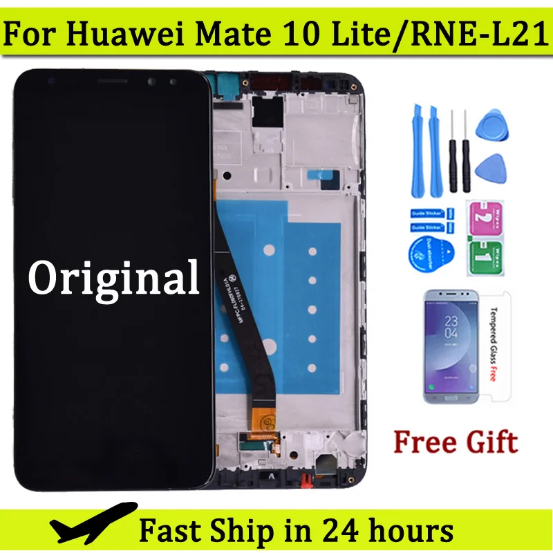 

ЖК-дисплей 5,9 дюйма для Huawei Mate 10 Lite RNE L01 L02 L03 L21, дисплей с сенсорным экраном и дигитайзером в сборе с заменой рамки