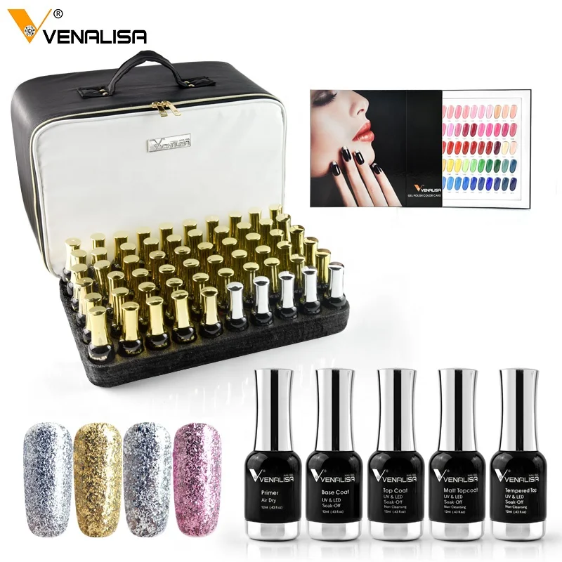 

VENALISA Gel Polish Hot Sale Set 12ml 120pcs/kit Manicure Nail Art Salon UV Gel Base Coat Long Wear No-wipe Topcoat Kit